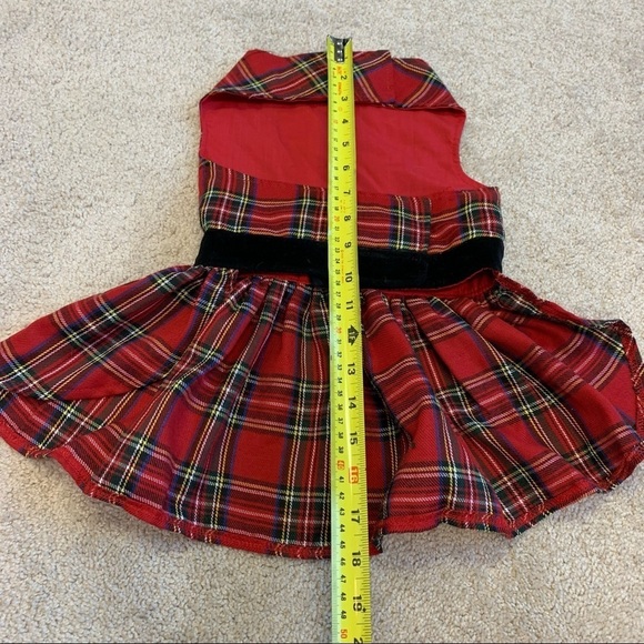 EAST Side Coll. Sm. Breed Dog Plaid Check Red Dress Sz. Med. - Picture 5 of 9